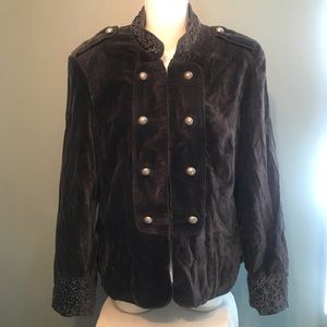 Claire.dk black velvet military jacket sz 42